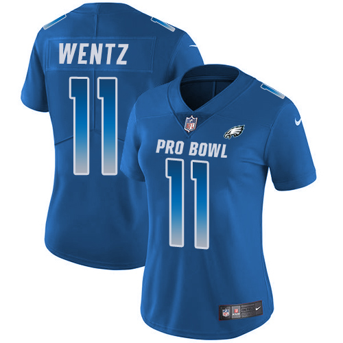 Nike Eagles #11 Carson Wentz Royal Women's Stitched NFL Limited NFC 2018 Pro Bowl Jersey